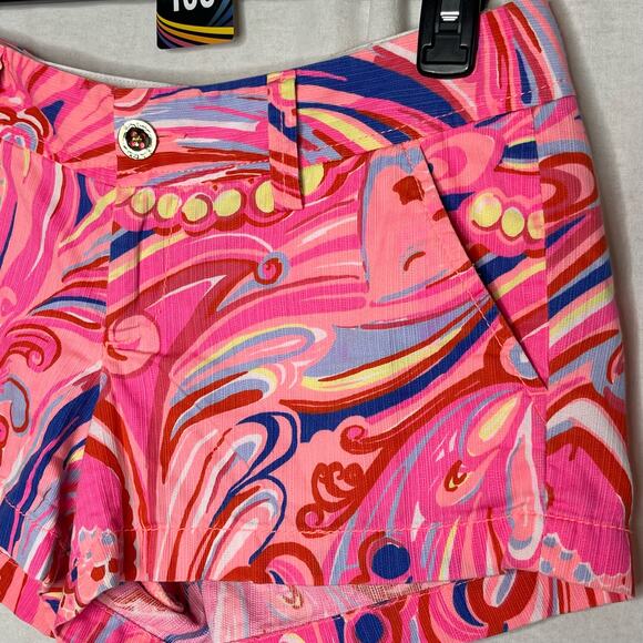 Lilly Pulitzer Walsh Shorts Reef Retreat Pattern Size 2 Pink and Blue Watercolor - Picture 5 of 10